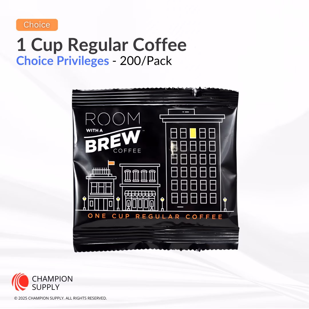 Choice Privileges® Room With A Brew Regular Coffee, Room With A Brew, 1 Cup, Case of 200